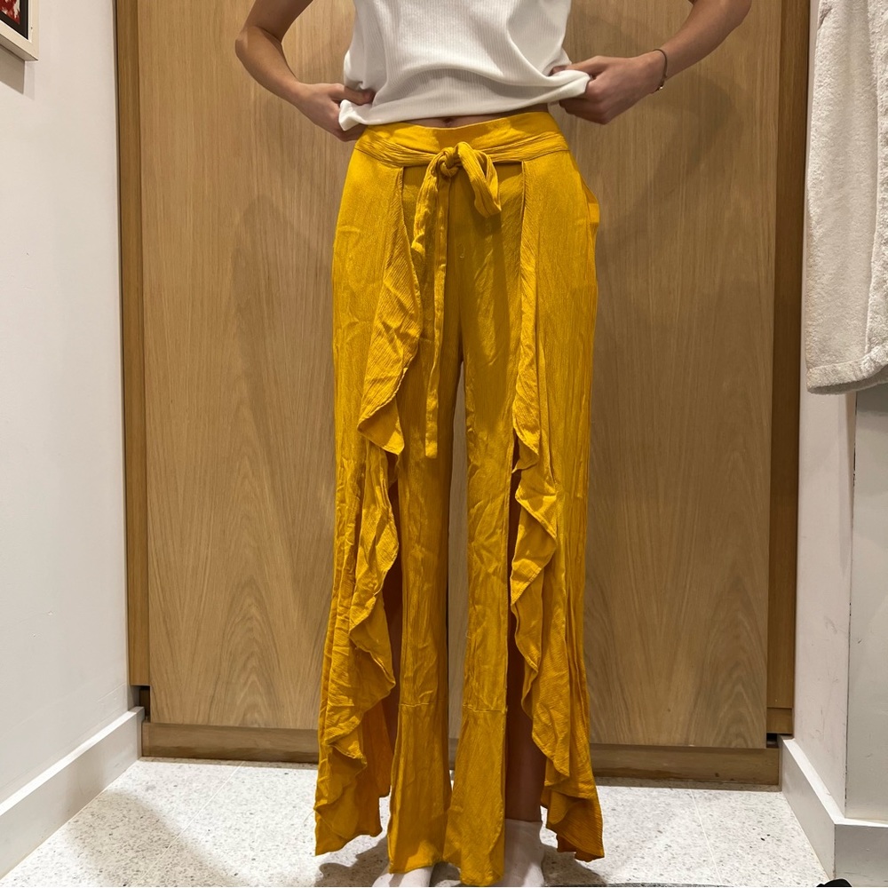Yellow tie pants